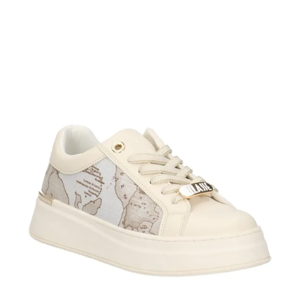 Sneakers Platform 1A Classe Alviero Martini Off White con Inserti in Tessuto Safari Geo 2142