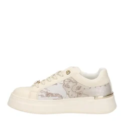 Sneakers Platform 1A Classe Alviero Martini Off White con Inserti in Tessuto Safari Geo 2142