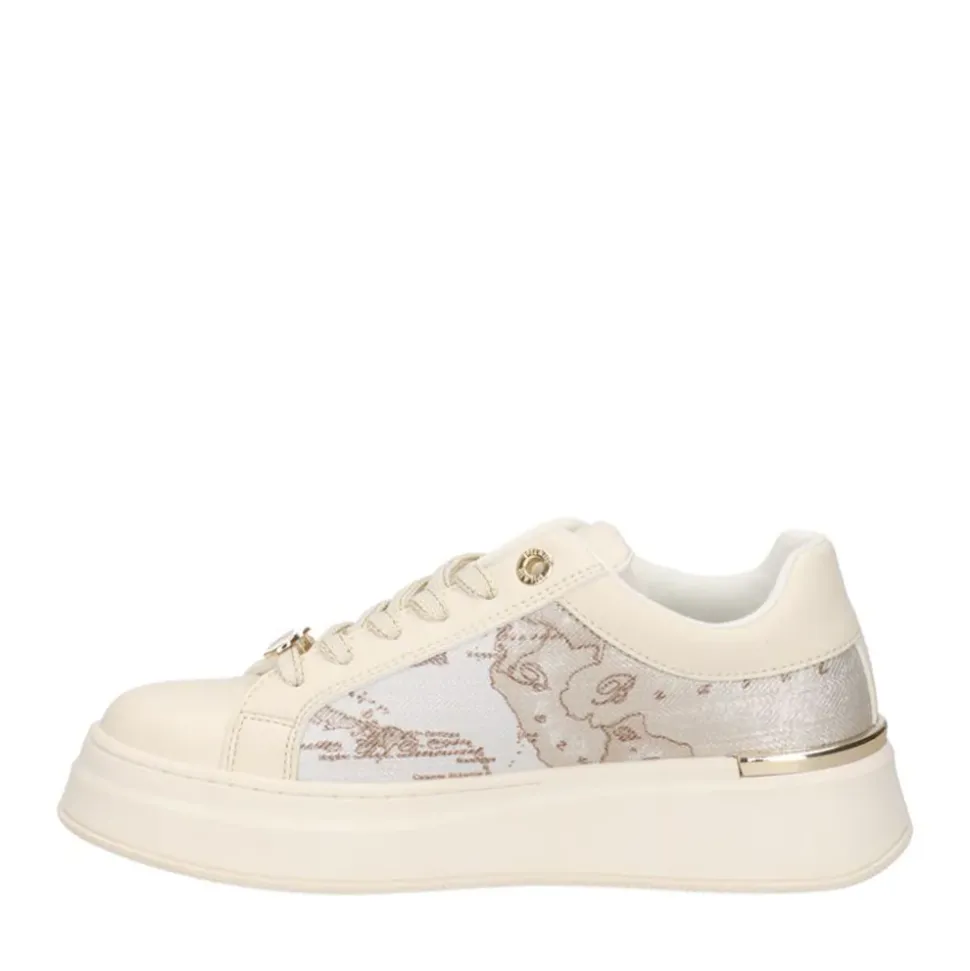 Sneakers Platform 1A Classe Alviero Martini Off White con Inserti in Tessuto Safari Geo 2142