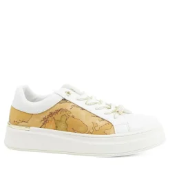 Sneakers Platform 1A Classe Alviero Martini Bianco con Inserti in Tessuto Beige Geo 2141