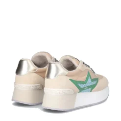 Sneakers Platform Donna LIU JO Dreamy 03 in Suede Nylon e Glitter colore Ecru Green Turquoise