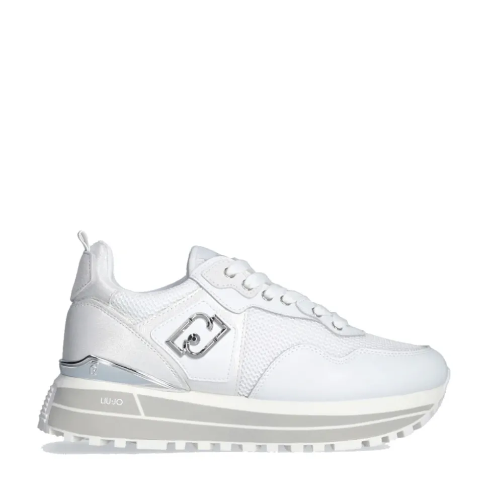 Sneakers Platform Donna LIU JO Maxi Wonder 01 in Pelle e Mesh White