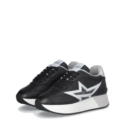 Sneakers Platform Donna LIU JO Dreamy 03 in Pelle e Suede e Glitter colore Black Silver