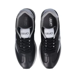 Sneakers Platform Donna LIU JO Dreamy 03 in Pelle e Suede e Glitter colore Black Silver