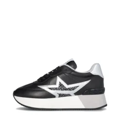 Sneakers Platform Donna LIU JO Dreamy 03 in Pelle e Suede e Glitter colore Black Silver