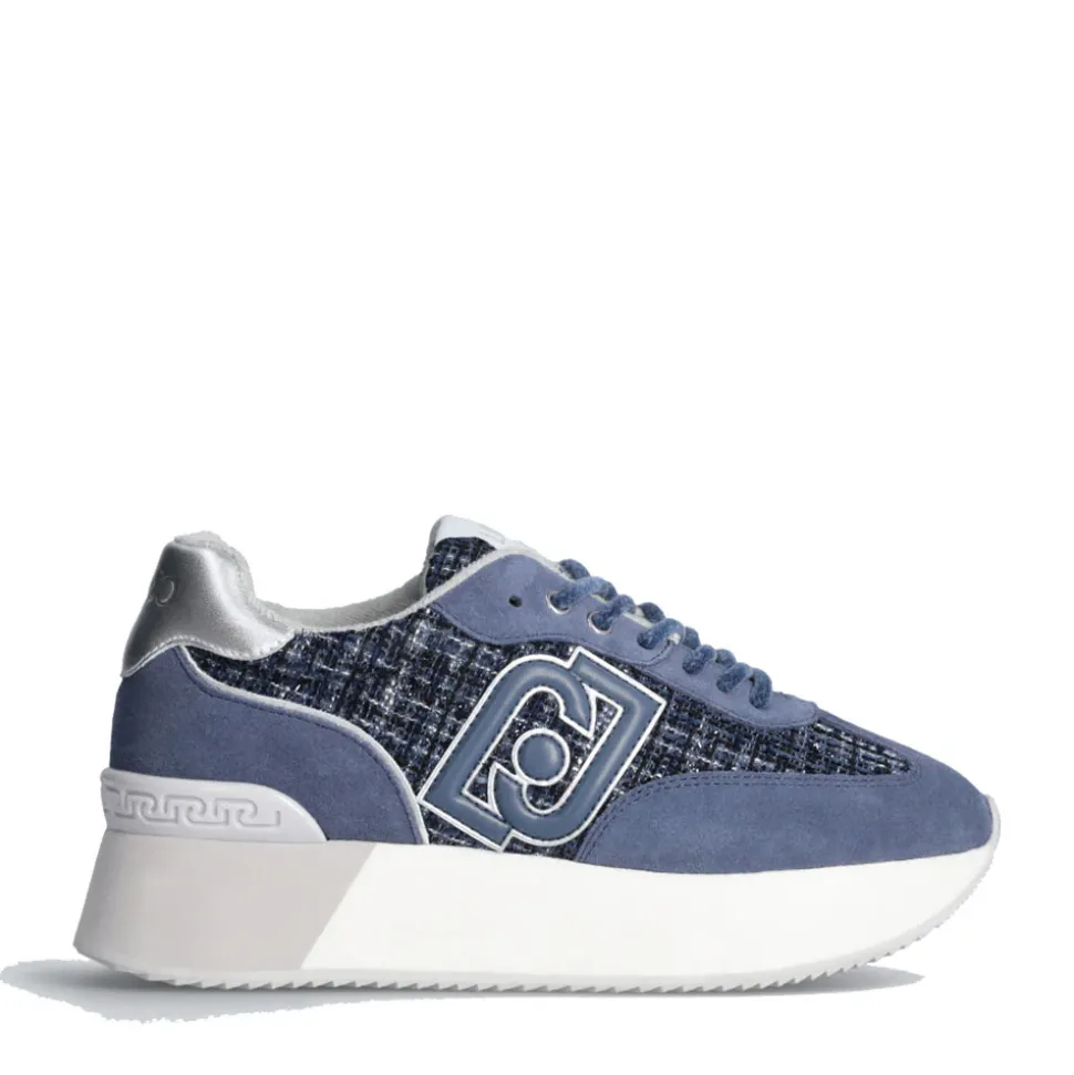 Sneakers Platform Donna LIU JO Dreamy 02 in Suede e Tweed Blu