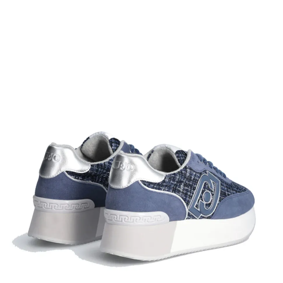 Sneakers Platform Donna LIU JO Dreamy 02 in Suede e Tweed Blu
