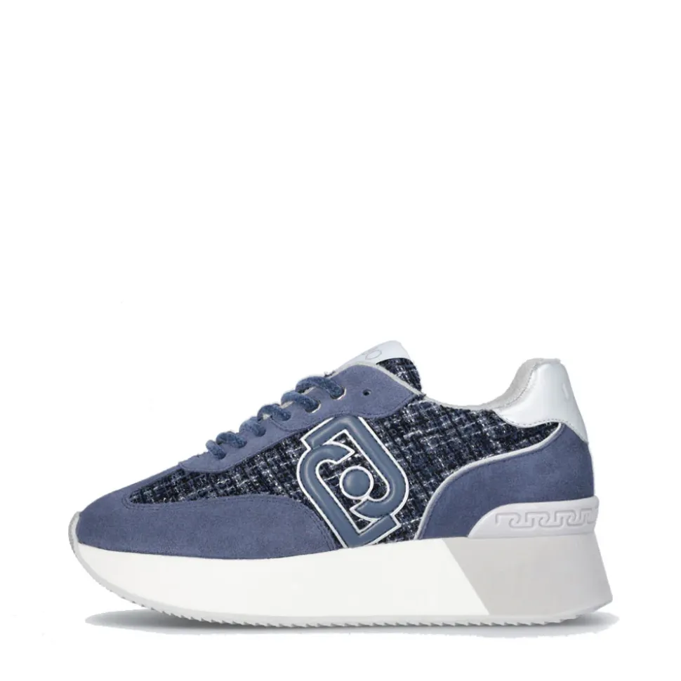 Sneakers Platform Donna LIU JO Dreamy 02 in Suede e Tweed Blu