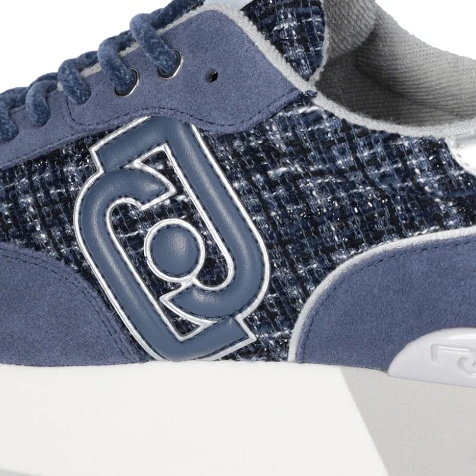 Sneakers Platform Donna LIU JO Dreamy 02 in Suede e Tweed Blu