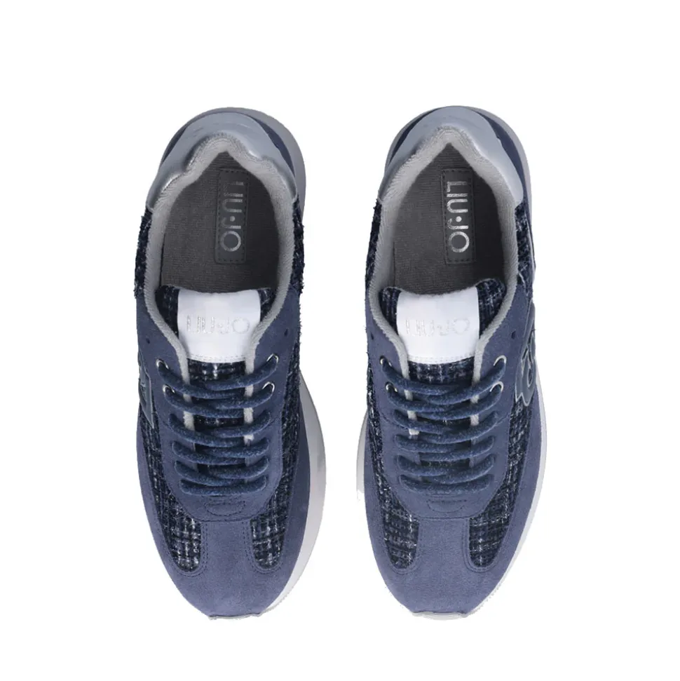 Sneakers Platform Donna LIU JO Dreamy 02 in Suede e Tweed Blu