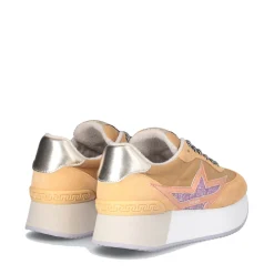 Sneakers Platform Donna LIU JO Dreamy 03 in Suede Nylon e Glitter colore Orange Caramel Violet