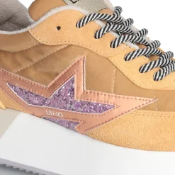 Sneakers Platform Donna LIU JO Dreamy 03 in Suede Nylon e Glitter colore Orange Caramel Violet