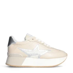 Sneakers Platform Donna LIU JO Dreamy 03 in Pelle e Suede e Glitter colore Butter Silver