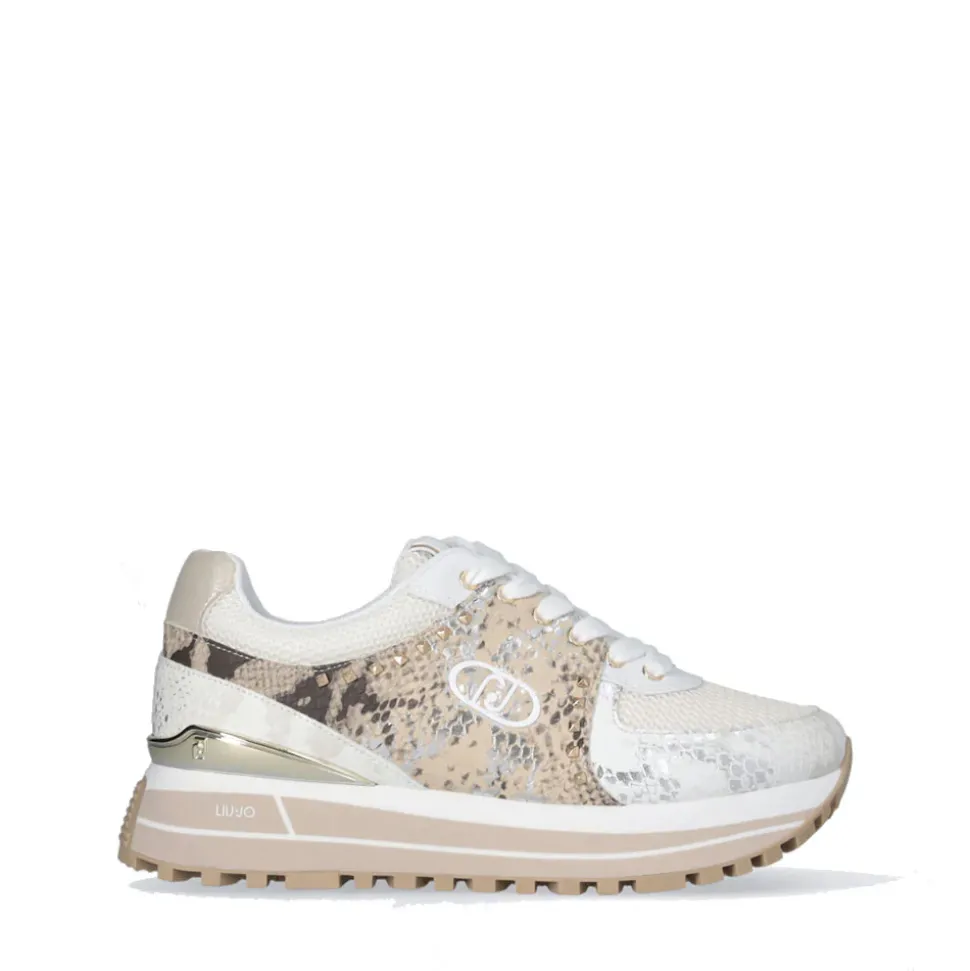 Sneakers Platform Donna LIU JO Maxi Wonder 87 in Pelle e Mesh stampa Pitone