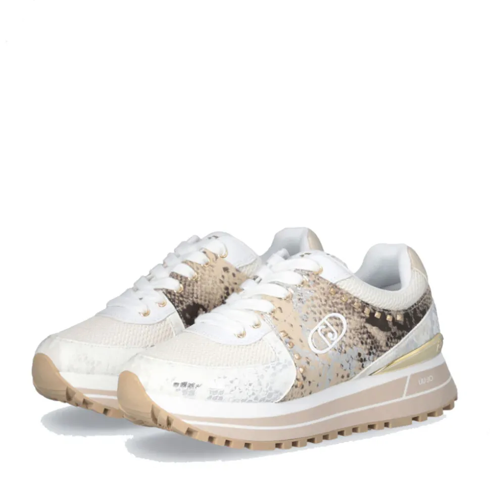 Sneakers Platform Donna LIU JO Maxi Wonder 87 in Pelle e Mesh stampa Pitone