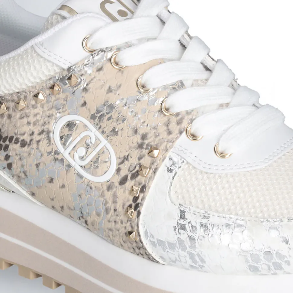 Sneakers Platform Donna LIU JO Maxi Wonder 87 in Pelle e Mesh stampa Pitone