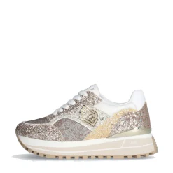 Sneakers Platform Donna LIU JO Maxi Wonder 73 Full Glitter e Inserti in Lurex Gold