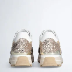 Sneakers Platform Donna LIU JO Maxi Wonder 73 Full Glitter e Inserti in Lurex Gold