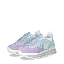 Sneakers Platform Donna LIU JO Maxi Wonder 73 in Suede e Mesh Viola e Azzurro