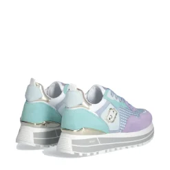 Sneakers Platform Donna LIU JO Maxi Wonder 73 in Suede e Mesh Viola e Azzurro