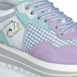 Sneakers Platform Donna LIU JO Maxi Wonder 73 in Suede e Mesh Viola e Azzurro