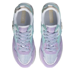 Sneakers Platform Donna LIU JO Maxi Wonder 73 in Suede e Mesh Viola e Azzurro
