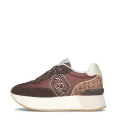 Sneakers Platform Donna LIU JO Dreamy 02 in Suede Brighty Mesh e Inserto Monogram Ebano Light Gold