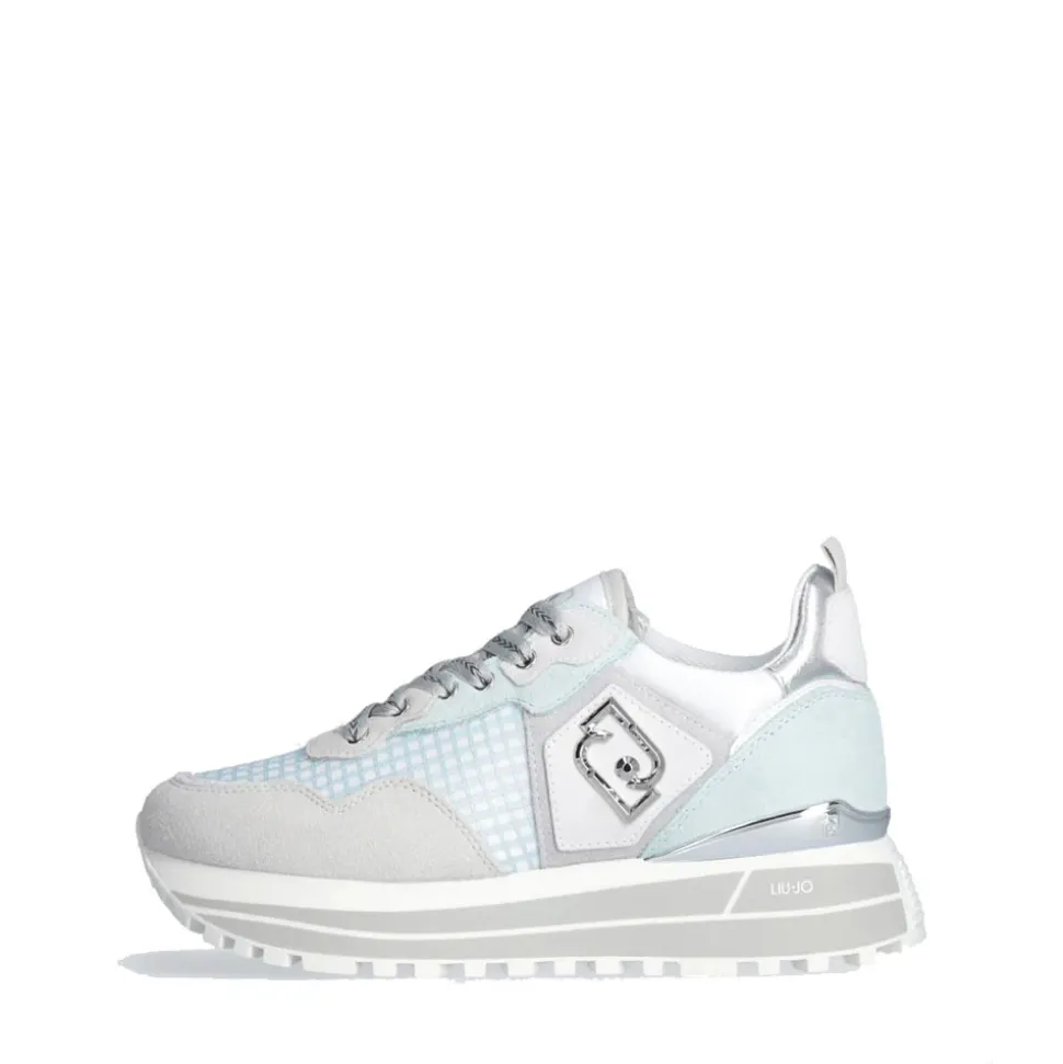 Sneakers Platform Donna LIU JO Maxi Wonder 73 in Suede e Mesh Purity e Water