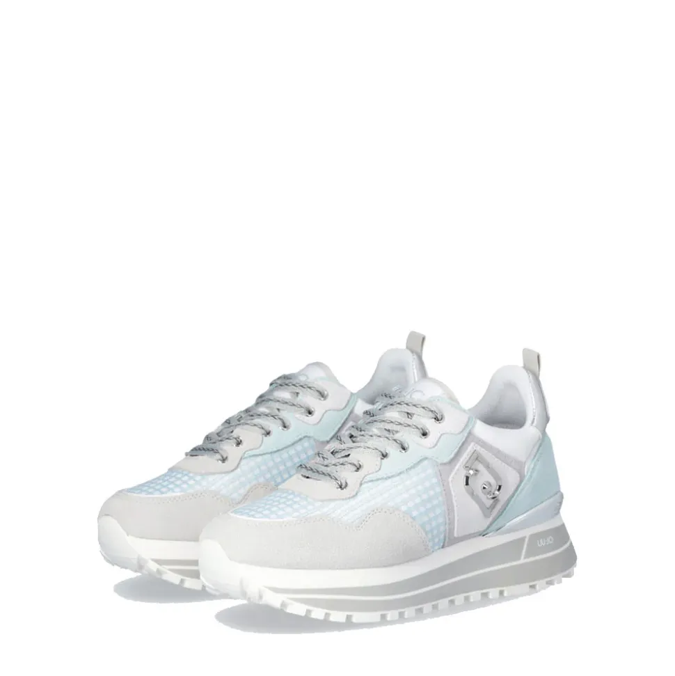 Sneakers Platform Donna LIU JO Maxi Wonder 73 in Suede e Mesh Purity e Water