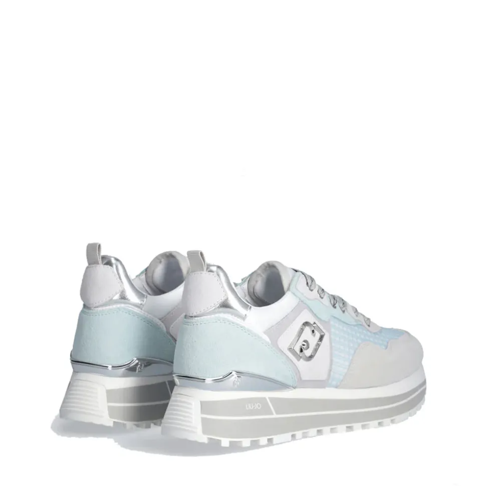 Sneakers Platform Donna LIU JO Maxi Wonder 73 in Suede e Mesh Purity e Water