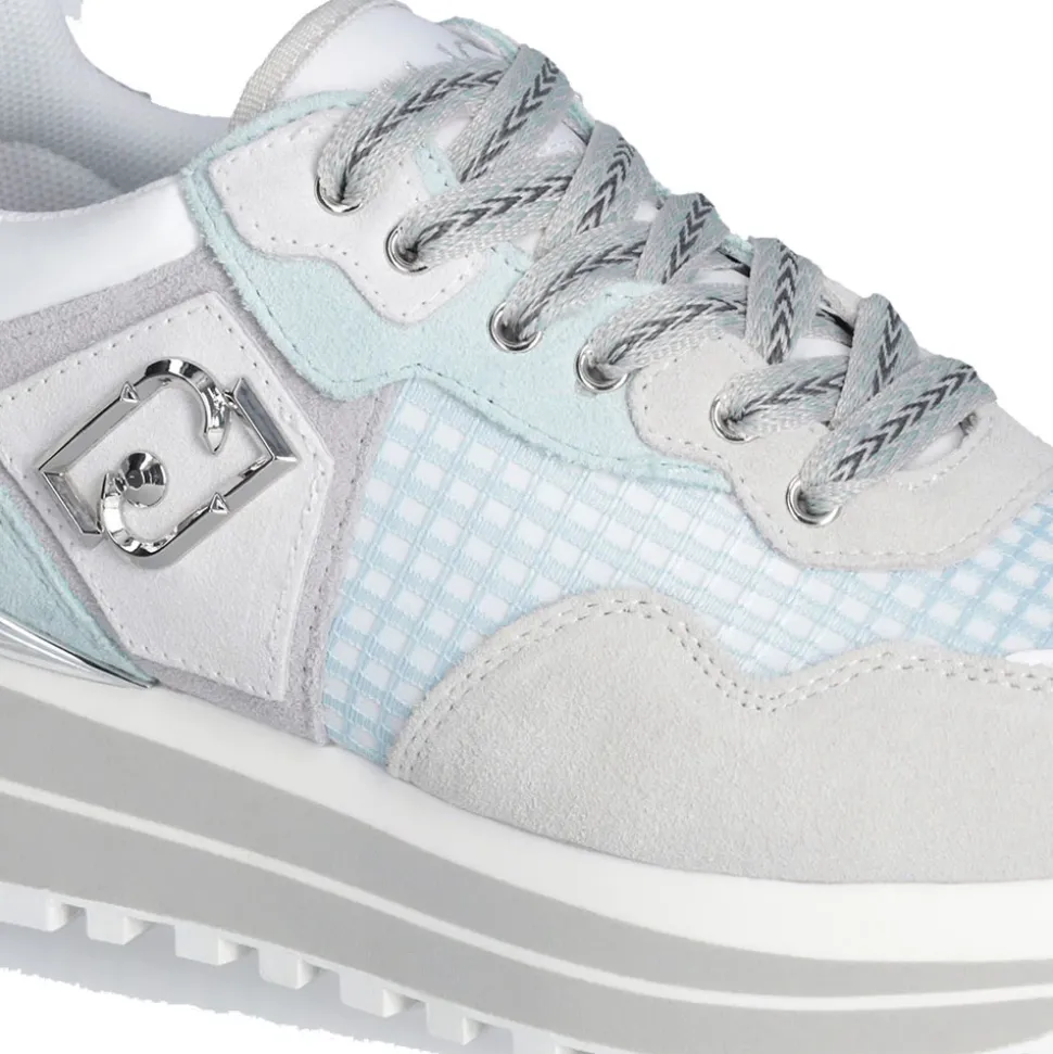 Sneakers Platform Donna LIU JO Maxi Wonder 73 in Suede e Mesh Purity e Water
