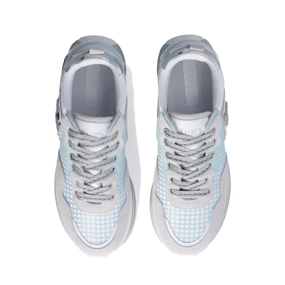 Sneakers Platform Donna LIU JO Maxi Wonder 73 in Suede e Mesh Purity e Water