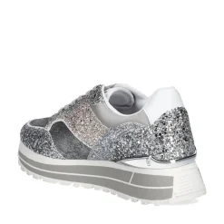 Sneakers Platform Donna LIU JO Maxi Wonder 73 Full Glitter e Inserti in Lurex Silver