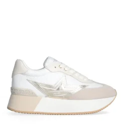 Sneakers Platform Donna LIU JO Dreamy 03 in Suede e Mesh White Light Gold