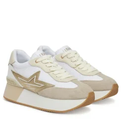 Sneakers Platform Donna LIU JO Dreamy 03 in Suede e Mesh White Light Gold