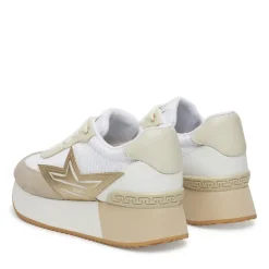 Sneakers Platform Donna LIU JO Dreamy 03 in Suede e Mesh White Light Gold