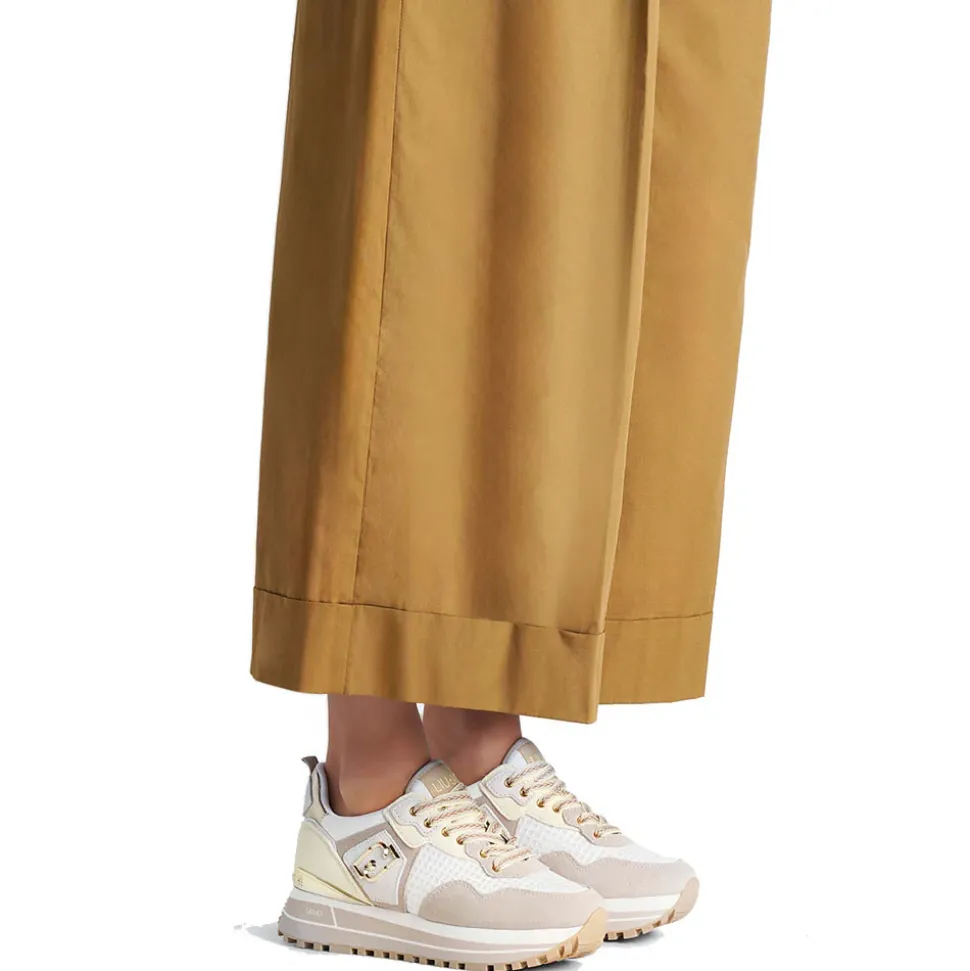 Sneakers Platform Donna LIU JO Maxi Wonder 73 in Suede e Mesh Sand e Yellow
