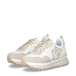 Sneakers Platform Donna LIU JO Maxi Wonder 73 in Suede e Mesh Sand e Yellow