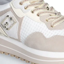 Sneakers Platform Donna LIU JO Maxi Wonder 73 in Suede e Mesh Sand e Yellow