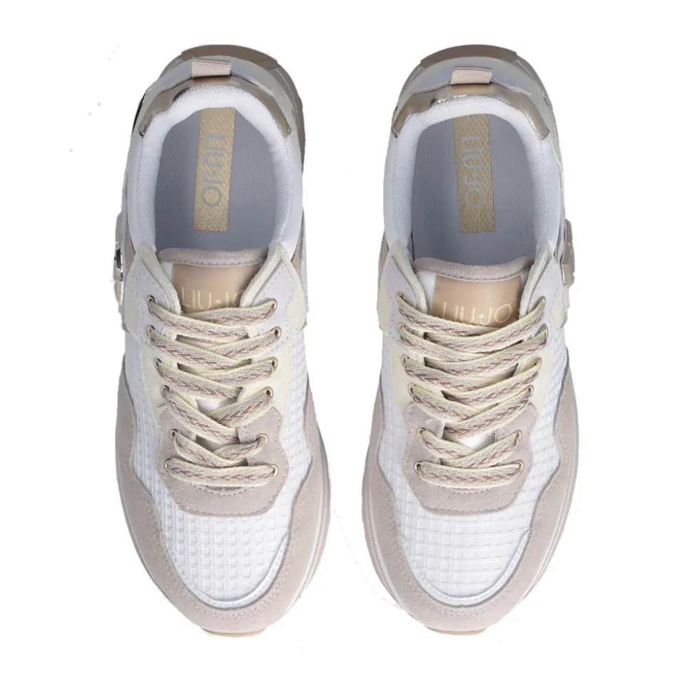 Sneakers Platform Donna LIU JO Maxi Wonder 73 in Suede e Mesh Sand e Yellow