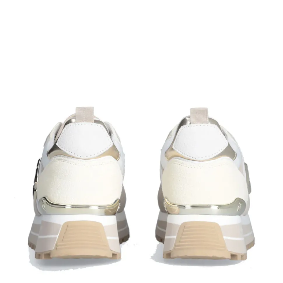 Sneakers Platform Donna LIU JO Maxi Wonder 73 in Suede e Mesh Sand e Yellow