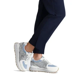 Sneakers Platform Donna LIU JO Maxi Wonder 87 in Tessuto Monogram Denim con Inserti Glitter