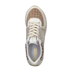 Sneakers Platform Donna LIU JO Maxi Wonder 87 in Suede e Tessuto Monogram Jacquard Ivory Peach