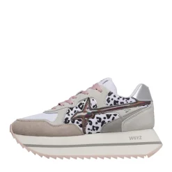 Sneakers Platform Donna W6YZ Deva-W. in Tessuto Tecnico e Suede Beige White e Black