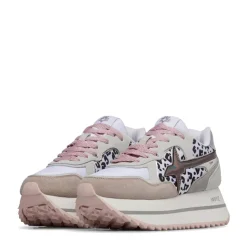 Sneakers Platform Donna W6YZ Deva-W. in Tessuto Tecnico e Suede Beige White e Black