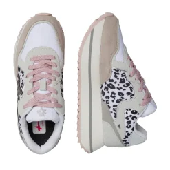 Sneakers Platform Donna W6YZ Deva-W. in Tessuto Tecnico e Suede Beige White e Black