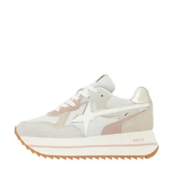 Sneakers Platform Donna W6YZ Deva-W. in Tessuto Tecnico e Suede White Beige e Platinum