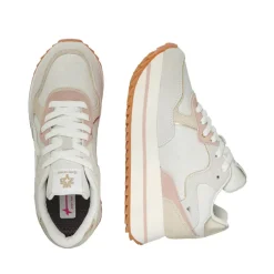 Sneakers Platform Donna W6YZ Deva-W. in Tessuto Tecnico e Suede White Beige e Platinum