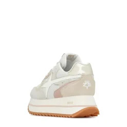 Sneakers Platform Donna W6YZ Deva-W. in Tessuto Tecnico e Suede White Beige e Platinum