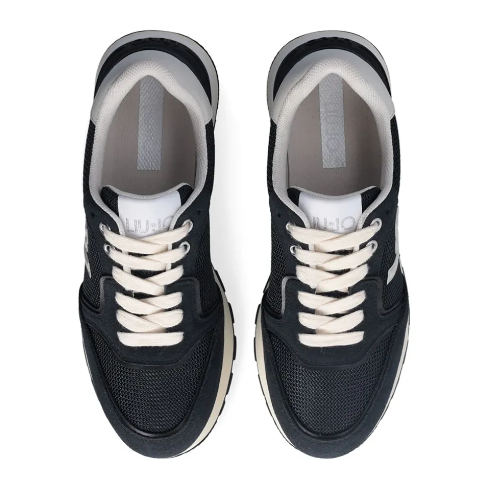 Sneakers Platform LIU JO Amazing 25 in Suede e Brighty Mesh Off Black